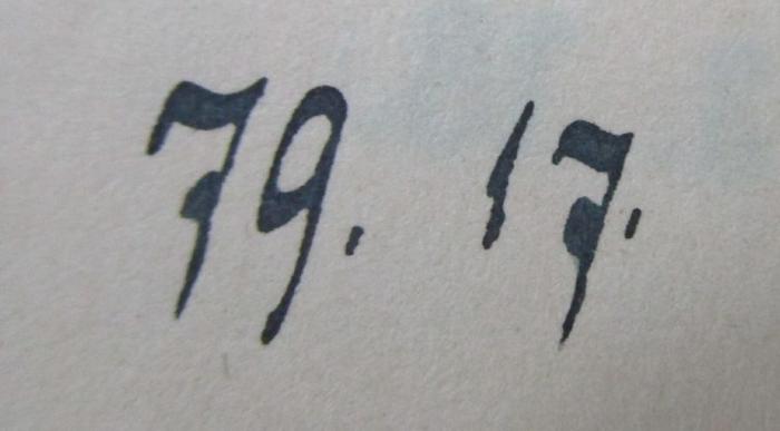 I 7533 3.Ex.: Die Sekten der russischen Kirche (1003 - 1897) (1898);- (unbekannt), Von Hand: Nummer; '79. 17.'. 