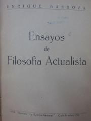 Hi 254: Ensayos de Filosofía Actualista (1931)