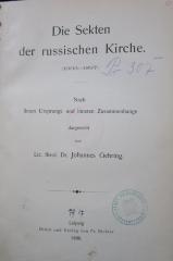 I 7533 3.Ex.: Die Sekten der russischen Kirche (1003 - 1897) (1898)