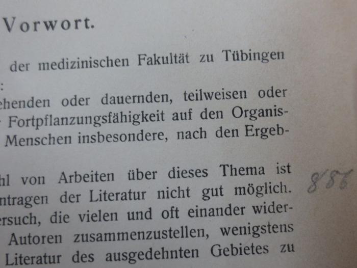 Ko 527: Die Unterdrückung der Fortpflanzungsfähigkeit und ihre Folgen für den Organismus (1913);- (unbekannt), Von Hand: Annotation; '886'. 