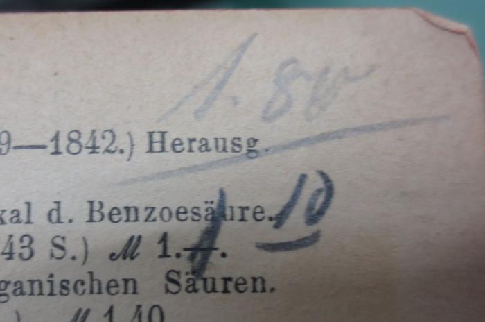 Kd 345: Untersuchungen über die Gesetze der Verwandtschaft (1896);- (unbekannt), Von Hand: Nummer, Preis; '1.80 / 1 10'. 