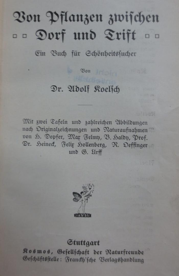 Ka 297 1910 Ers.: Von Pflanzen zwischen Dorf und Trift : Ein Buch über Schönheitsfehler (1910)