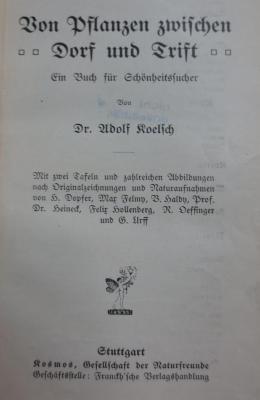 Ka 297 1910 Ers.: Von Pflanzen zwischen Dorf und Trift : Ein Buch über Schönheitsfehler (1910)