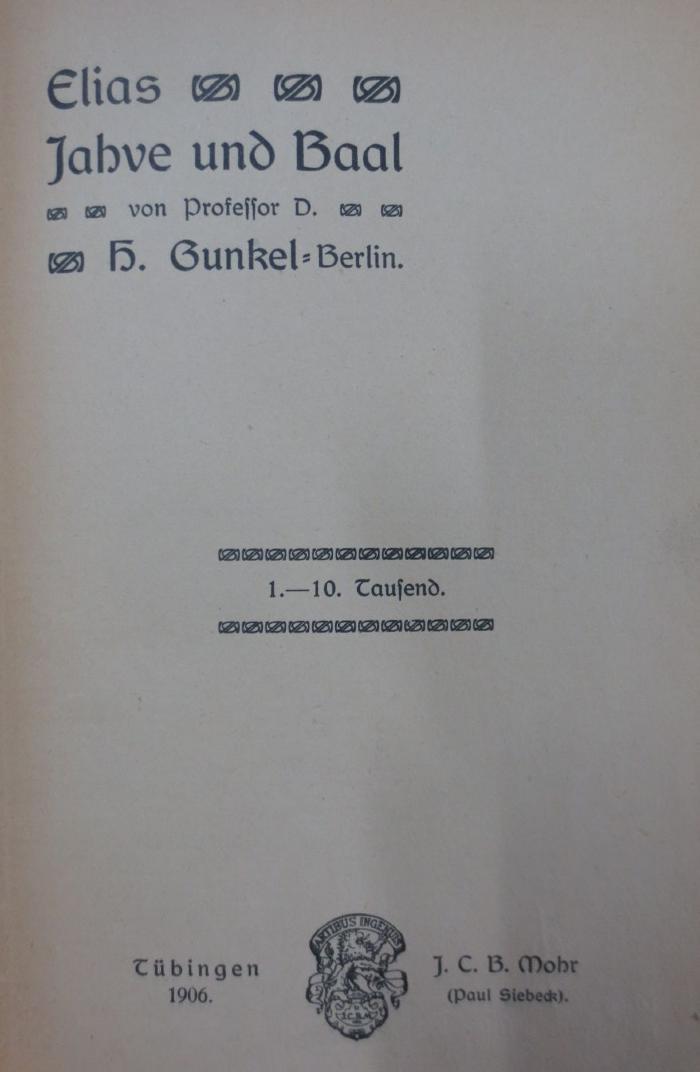 Uf 589 2.Ex.: Elias : Jahve und Baal (1906)