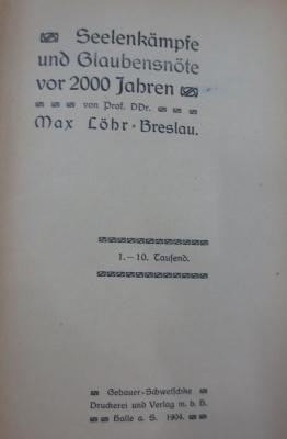 Uf 709: Seelenkämpfe und Glaubensnöte vor 2000 Jahren (1904)