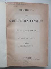 AZ-10-6-489-rara : Geschichte der griechischen Künste : Die Bildhauer. (1889)