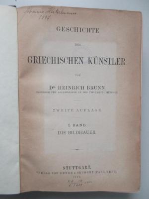 AZ-10-6-489-rara : Geschichte der griechischen Künste : Die Bildhauer. (1889)