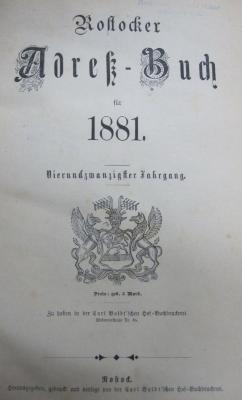 Bk 1378 24 1881: Rostocker Adreß-Buch für 1881 (1881)