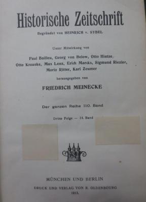 I 359 110 3.F.14 2.Ex.: Historische Zeitschrift (1913)