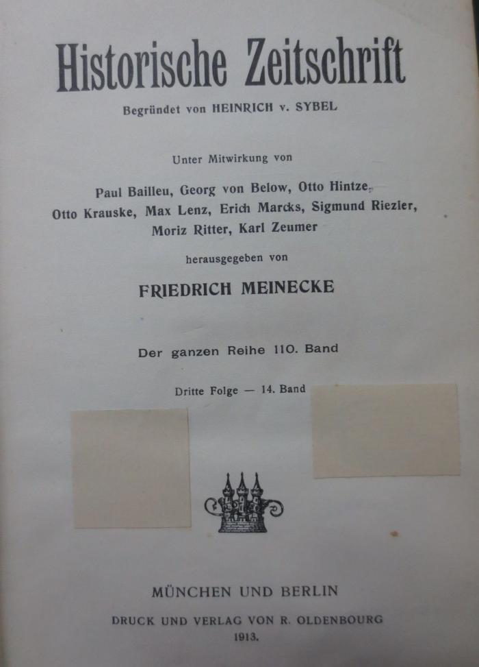 I 359 110 3.F.14 2.Ex.: Historische Zeitschrift (1913)