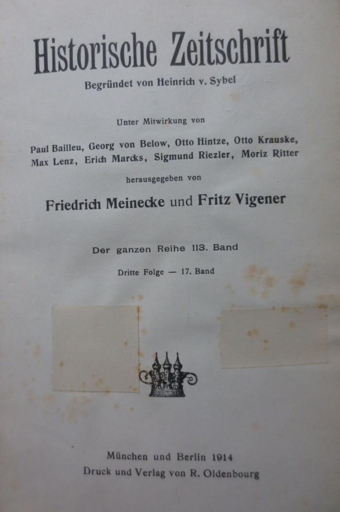 I 359 113 3.F.17 2.Ex.: Historische Zeitschrift (1914)
