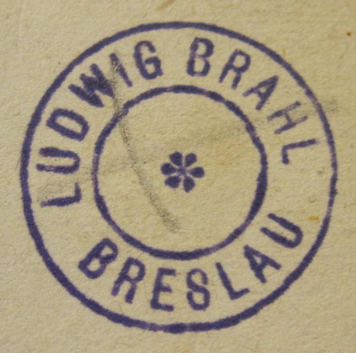 II 896 1-4 5.Ex.: Kosmos : Entwurf einer physischen Weltbeschreibung (1845-1858);- (Brahl, Ludwig), Stempel: Name, Ortsangabe; 'Ludwig Brahl Breslau'.  (Prototyp)