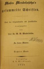 VIII 1510 2,3,6 3.Ex.: Moses Mendelssohn's gesammelte Schriften : In sieben Bänden (1845)