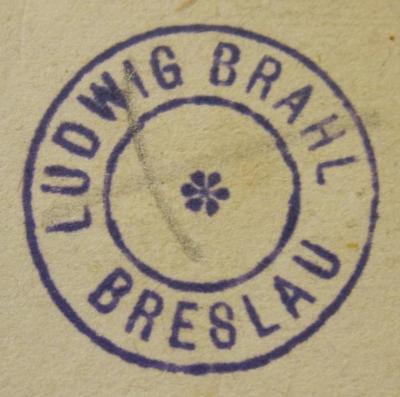 II 896 1-4 5.Ex.: Kosmos : Entwurf einer physischen Weltbeschreibung (1845-1858);- (Brahl, Ludwig), Stempel: Name, Ortsangabe; 'Ludwig Brahl Breslau'.  (Prototyp)