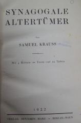 Ub 129: Synagogale Altertümer (1922)