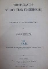 Uc 135: Theophrastos' Schrift über Frömmigkeit : ein Beitrag zur Religionsgeschichte (1866)