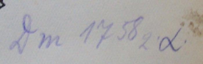 Sh 79 2.Ex.: Schlüssel zur Kleinen Litauischen Sprachlehre (1929);- (Albertus-Universität zu Königsberg i. Pr.), Von Hand: Signatur; 'Dm 1758 2d'. 