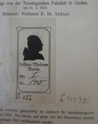 - (Lessing-Museum (Berlin)), Von Hand: Signatur; 'I 140 VI. 132'. 