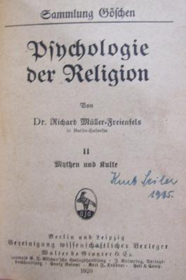 Ua 302 2 2.Ex.: Psychologie der Religion. II. Mythen und Kulte (1920)