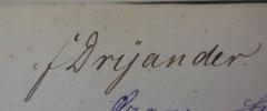 - (Drijander, F.), Von Hand: Autogramm; 'F. Drijander'. 