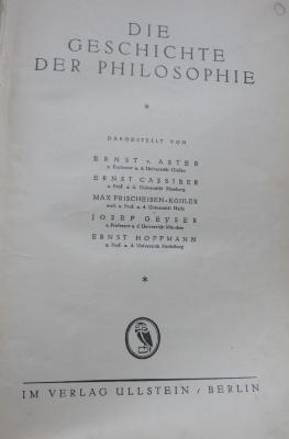 VIII 970 4.Ex.: Die Geschichte der Philosophie (1925)