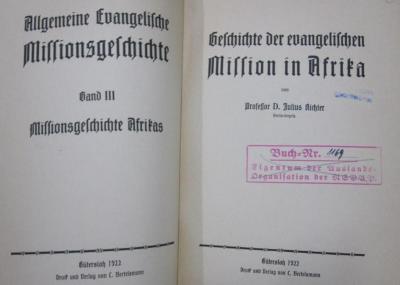 Uh 337 2.Ex.: Geschichte der evangelischen Mission in Afrika (1922)