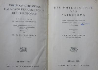 VIII 5: Die Philosophie des Altertums (1926)