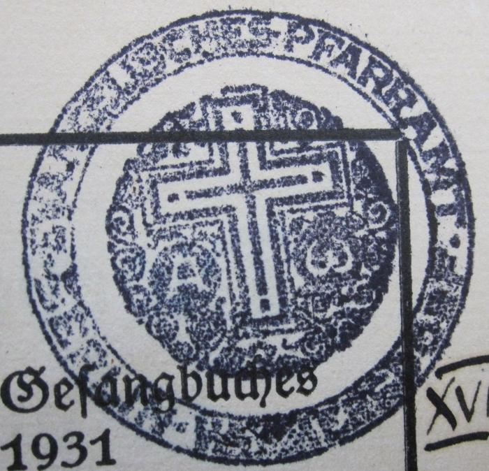Un 12: Pfarralmanach für die Kirchenprovinz Mark Brandenburg. Nach dem Stande vom 1. Januar 1937 (1937);- (Evangelisches Pfarramt Berlin-Heinersdorf), Stempel: Abbildung, Berufsangabe/Titel/Branche, Name, Ortsangabe; 'Evangelisches Pfarramt
Berlin-Heinersdorf'.  (Prototyp)
