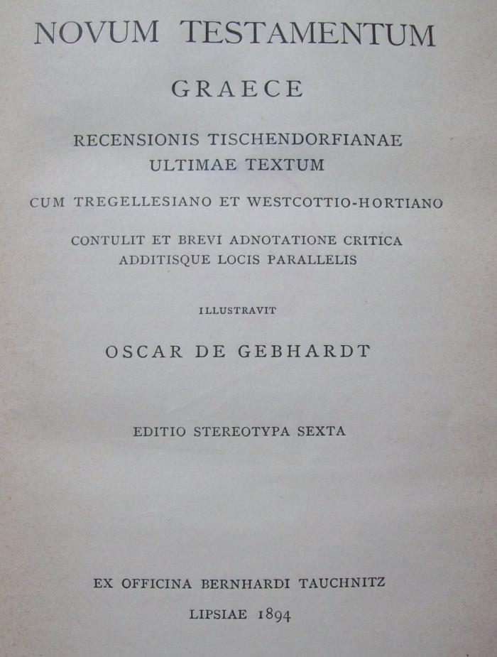 Uf 502 f: Novum Testamentum Graece (1894)