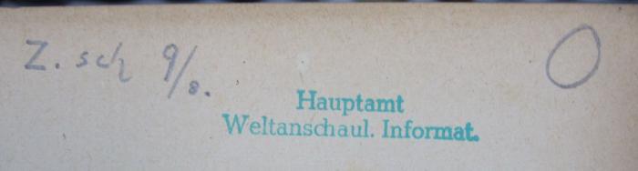 VIII 972 8. 2.Ex.: Logos : Internationale Zeitschrift für Philosophie und Kultur. Band VIII. 1919/20 (1920);- (unbekannt), Von Hand: Signatur; 'Z. sch 9/8.'. 