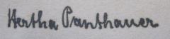 - (Panthauer, Hertha), Von Hand: Autogramm, Name; 'Hertha Panthauer'. 