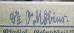 - (Möbius, O.), Von Hand: Berufsangabe/Titel/Branche, Name, Autogramm; 'Dr O Möbius.'. 
