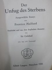 VIII 1044 1926 2.Ex.: Der Unfug des Sterbens : Ausgewählte Essays (1926)