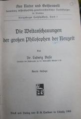 VIII 1110 b: Die Weltanschauungen der großen Philosophen der Neuzeit (1905)