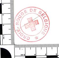 - (Croix-Rouge de Belgique), Stempel: Name, Ortsangabe; 'CROIX-ROUGE DE BELGIQUE'. 