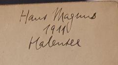 - (Magnus, Hans), Von Hand: Name, Datum, Ortsangabe; 'Hans Magnus / 1911 / Halensee'. 