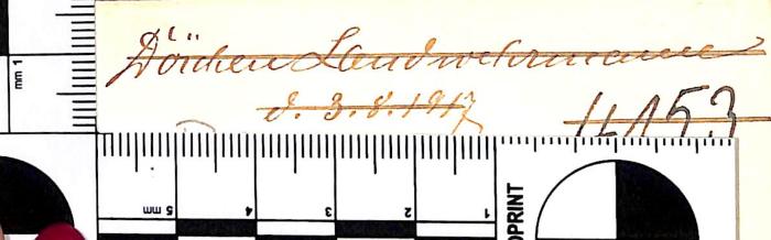 - (Landwehrmann[?], Dörchen[?]), Von Hand: Name; 'Dörchen[?] Landwehrmann[?] d. 3.8.1917'. 