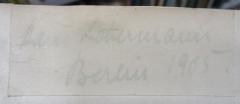 - (Liebermann, Hans), Von Hand: Autogramm, Name, Ortsangabe, Datum; 'Hans Liebermann
Berlin 1905.'. 