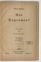 Z-3592 : Vor Pogromen? : Tatsachen für Nachdenkliche (1919)