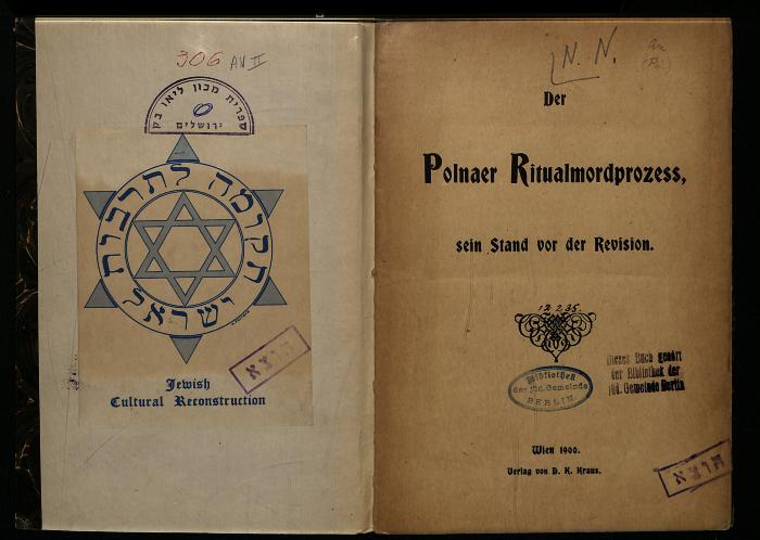 AN II 306 : Der Polnaer Ritualmordprozess, sein Standort vor der Revision (1900)