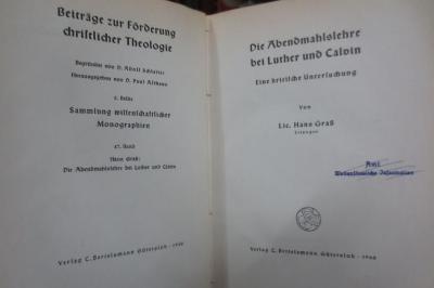 Ug 639 2.Ex.: Die Abendmahlslehre bei Luther und Calvin : Eine kritische Untersuchung (1940)