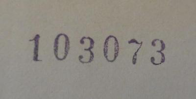 - (Deutsche Lehrerbücherei), Von Hand: Exemplarnummer; '103073'. 