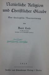 Ug 337 2.Ex.: Natürliche Religion und Christlicher Glaube : Eine theologische Neuorientierung (1936)