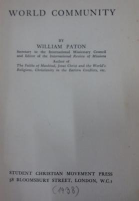 Ug 873: World Community (1938)