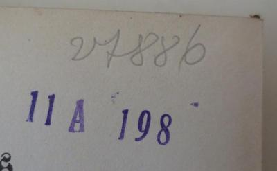 - (Deutsche Lehrerbücherei), Von Hand: Nummer; '27886'. 