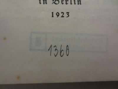 - (Ratsbibliothek (Berlin, Ost)), Von Hand: Exemplarnummer; '1360'. 