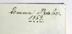 - (Rabe, Emma), Von Hand: Name, Datum; 'Emma Rabe. / 1869.'. 