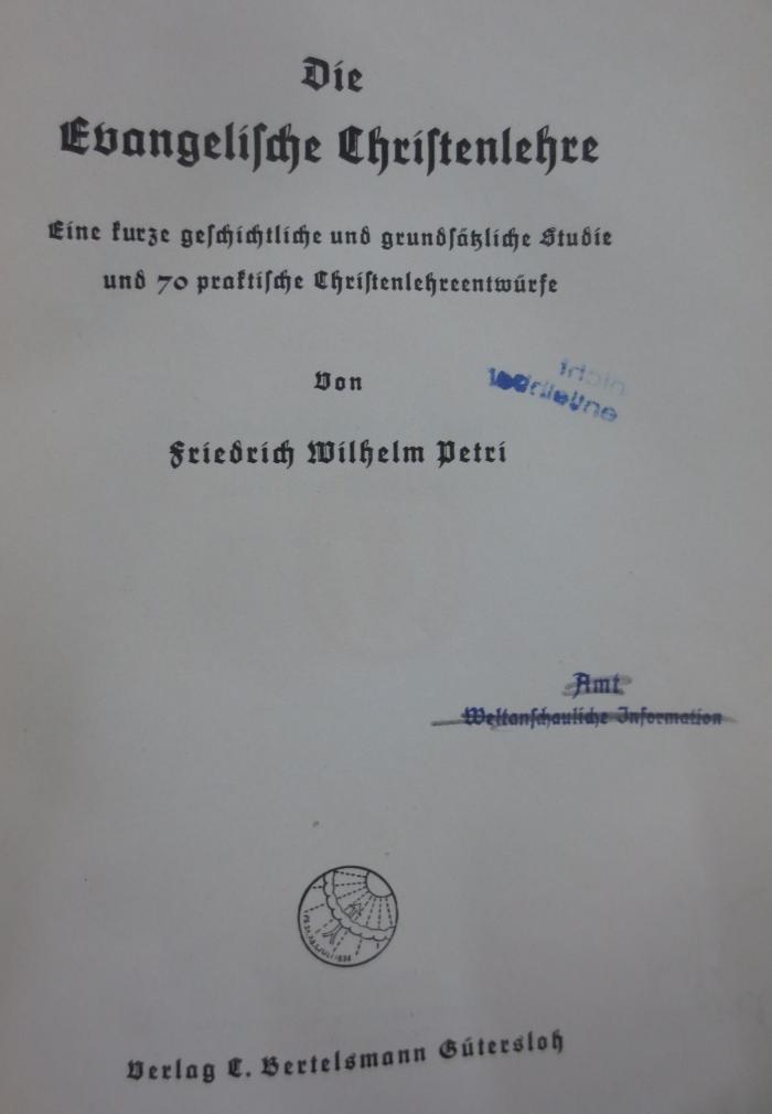 Uh 333: Die Evangelische Christenlehre : Eine kurze geschichtliche und grundsätzliche Studie und 70 praktische Christenlehreentwürfe (o.J.)