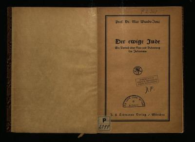 PH II 3208 : Der ewige Jude : ein Versuch über Sinn und Bedeutung des Judentums (1926)