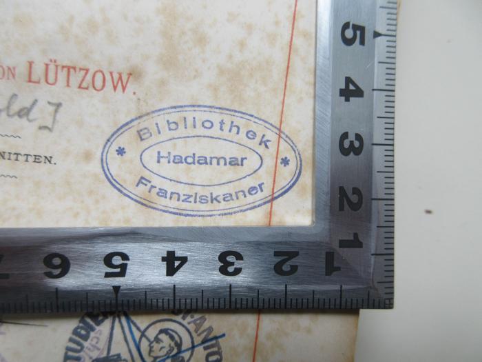 - (Bibliothek Franziskaner Hadamar), Stempel: Name; 'Bibliothek Franziskaner Hadamar'.  (Prototyp)